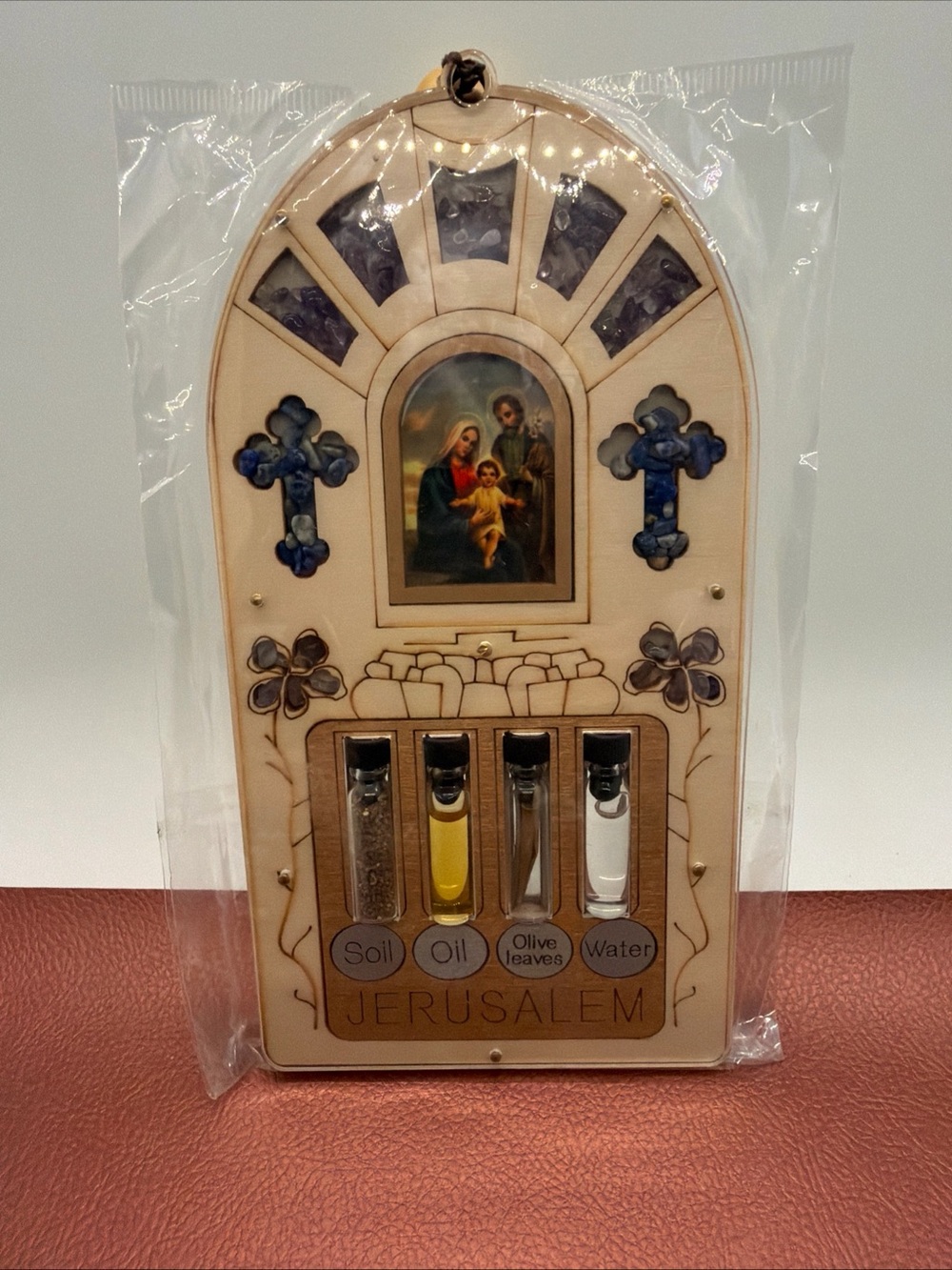 Jerusalem Holy Land Keepsake with Soil, Oil, Olive Leaves, Water